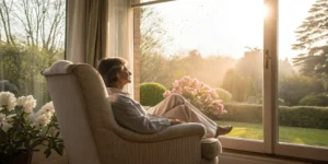 A calm woman relaxing, a key sign of a successful stellate ganglion block.