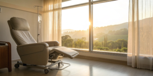 A treatment room prepared for an epidural injection to treat a herniated lumbar disc.