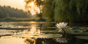 A white water lily on a calm pond, a guide to safe opioid alternative medications.