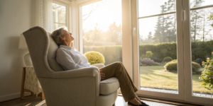 Person resting in a chair to get relief from sciatica nerve pain.