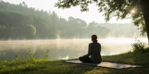Woman relieving sciatica pain with a quick 30-second stretch.