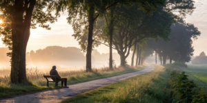 Man resting on a bench, thinking about lumbar spinal stenosis disability questions.