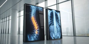 Spinal stenosis vs a herniated disc shown on an MRI scan.