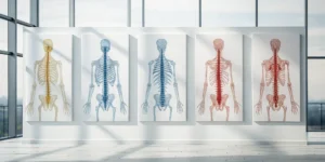 Anatomical diagrams of the five types of spinal dural AV fistula.