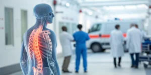 Anatomical model of a thoracic injury used for diagnosis and management.