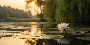 A white water lily on a calm pond, a guide to safe opioid alternative medications.