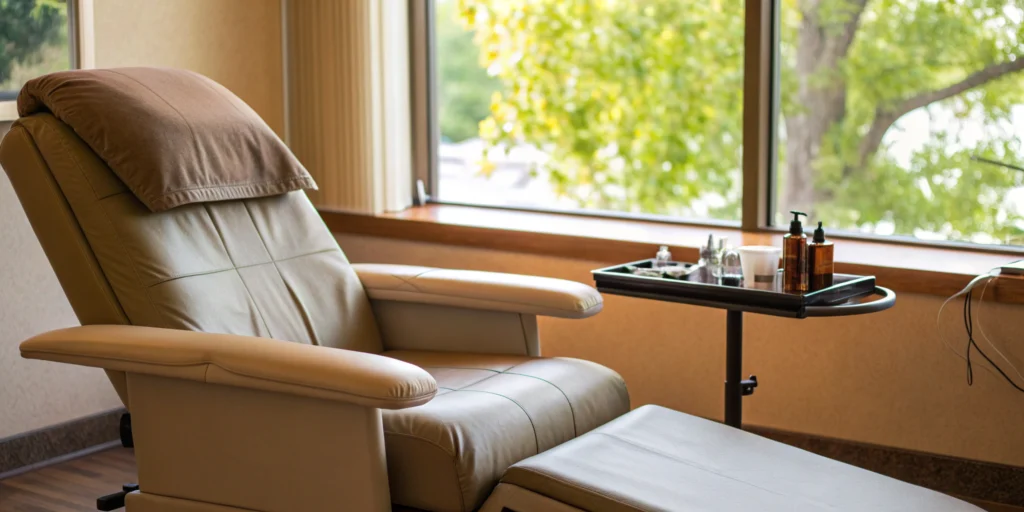 Medical recovery room prepared for managing radiofrequency neurotomy side effects.